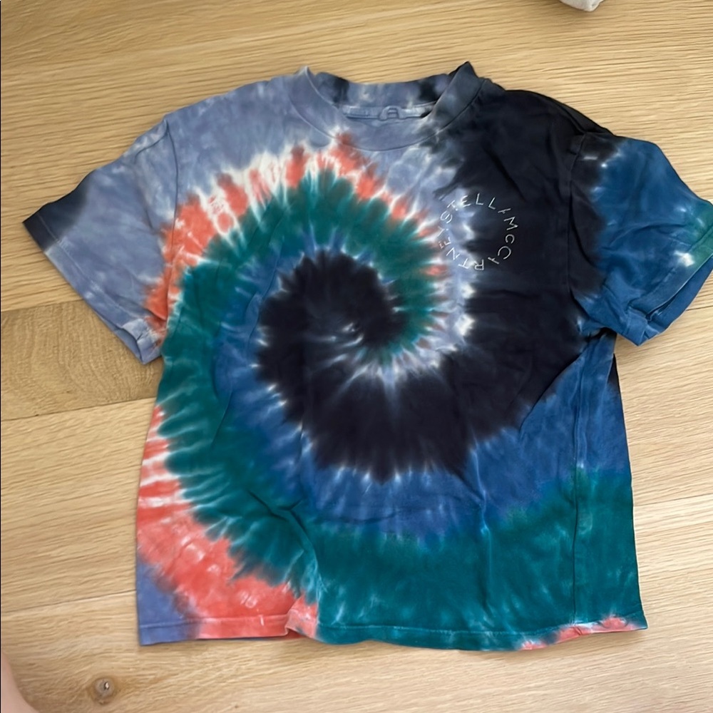 Stella McCartney Tie-Dye Short Sleeve Tee Vibrant Spiral